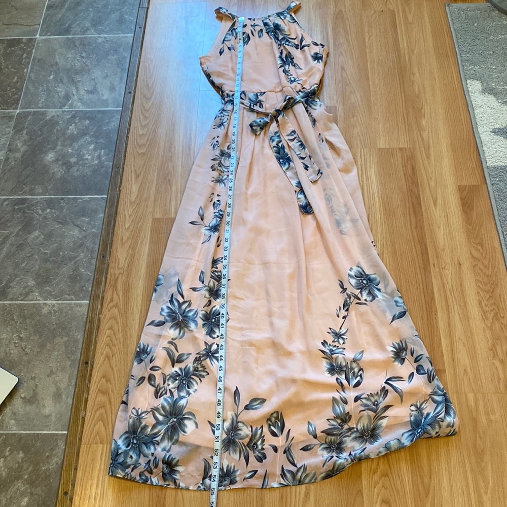 Pink and Grey Formal Maxi Dress